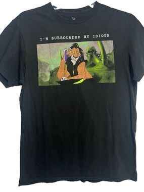 Disney Lion King Scar 'I'm Surrounded By Idiots' Adult Black T-Shirt Size Medium